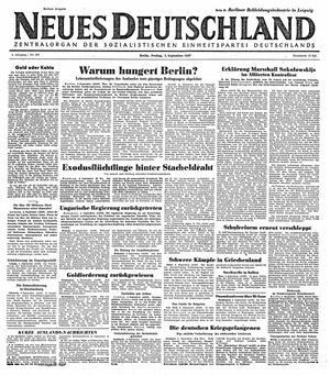 Neues Deutschland Online-Archiv vom 05.09.1947