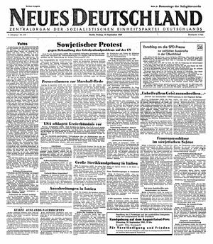 Neues Deutschland Online-Archiv vom 19.09.1947