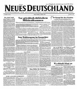 Neues Deutschland Online-Archiv vom 07.10.1947