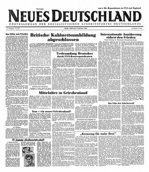 Neues Deutschland Online-Archiv vom 08.10.1947