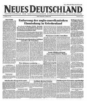 Neues Deutschland Online-Archiv vom 09.10.1947
