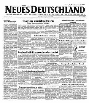 Neues Deutschland Online-Archiv vom 16.10.1947