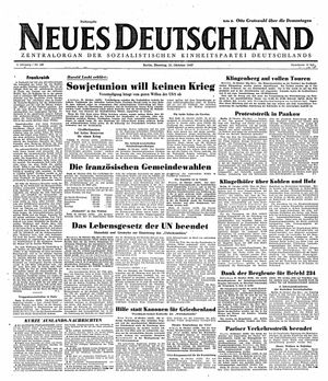 Neues Deutschland Online-Archiv vom 21.10.1947