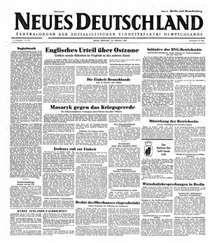 Neues Deutschland Online-Archiv vom 22.10.1947