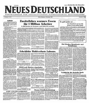 Neues Deutschland Online-Archiv vom 04.11.1947