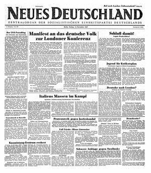 Neues Deutschland Online-Archiv vom 14.11.1947