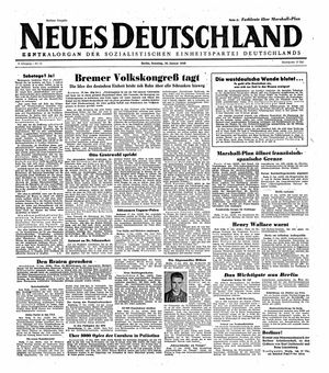 Neues Deutschland Online-Archiv vom 18.01.1948