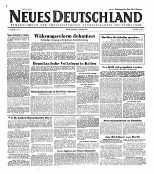 Neues Deutschland Online-Archiv vom 01.02.1948