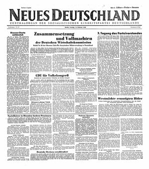 Neues Deutschland Online-Archiv vom 13.02.1948