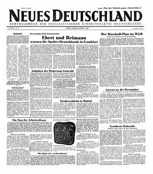Neues Deutschland Online-Archiv vom 29.02.1948