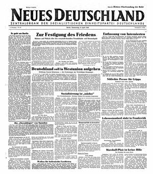 Neues Deutschland Online-Archiv vom 08.04.1948