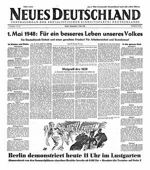 Neues Deutschland Online-Archiv vom 01.05.1948