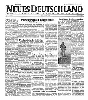 Neues Deutschland Online-Archiv vom 05.05.1948