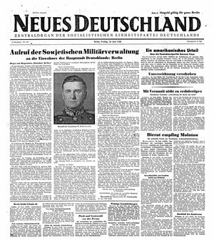Neues Deutschland Online-Archiv vom 25.06.1948