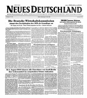 Neues Deutschland Online-Archiv vom 22.07.1948