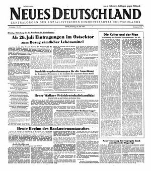 Neues Deutschland Online-Archiv vom 25.07.1948