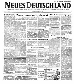 Neues Deutschland Online-Archiv vom 07.08.1948