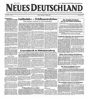 Neues Deutschland Online-Archiv vom 10.08.1948
