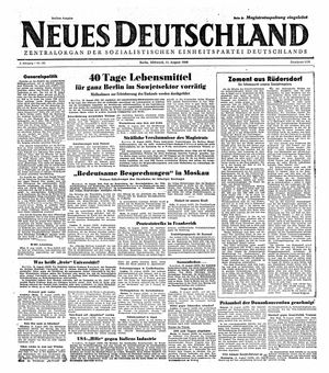 Neues Deutschland Online-Archiv vom 11.08.1948