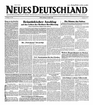 Neues Deutschland Online-Archiv vom 15.08.1948