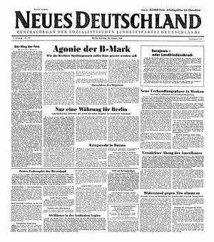 Neues Deutschland Online-Archiv vom 22.08.1948