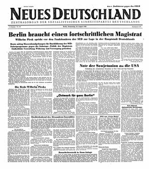Neues Deutschland Online-Archiv vom 26.08.1948