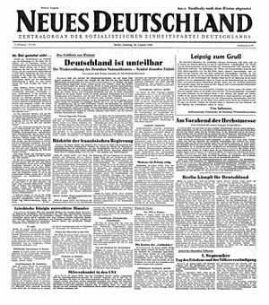 Neues Deutschland Online-Archiv vom 29.08.1948