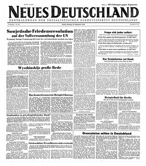 Neues Deutschland Online-Archiv vom 26.09.1948