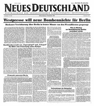 Neues Deutschland Online-Archiv vom 28.09.1948