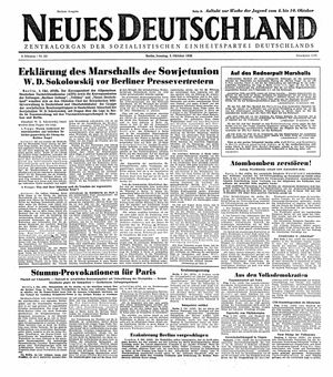 Neues Deutschland Online-Archiv vom 03.10.1948