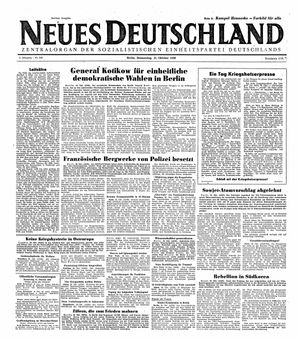 Neues Deutschland Online-Archiv vom 21.10.1948