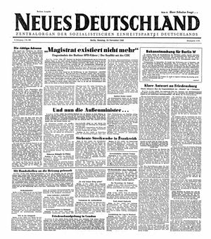 Neues Deutschland Online-Archiv vom 16.11.1948