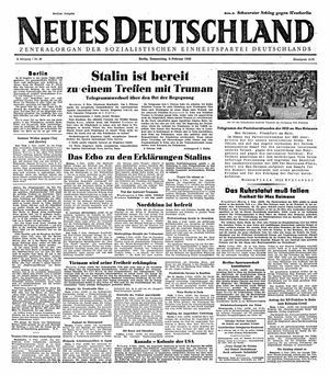 Neues Deutschland Online-Archiv vom 03.02.1949