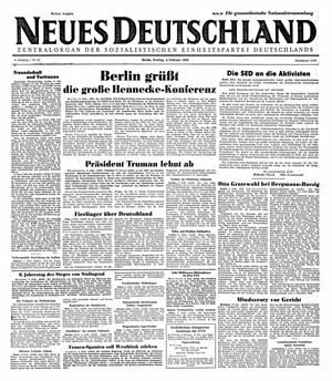 Neues Deutschland Online-Archiv vom 04.02.1949