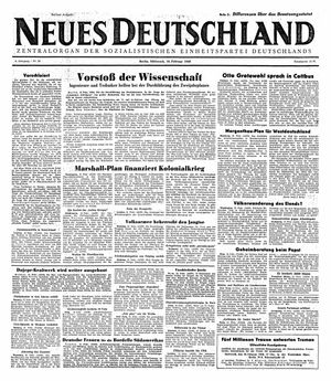 Neues Deutschland Online-Archiv vom 16.02.1949