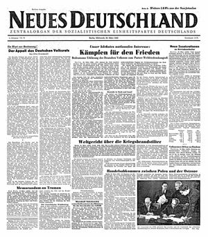 Neues Deutschland Online-Archiv vom 30.03.1949