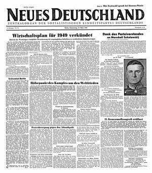 Neues Deutschland Online-Archiv vom 31.03.1949
