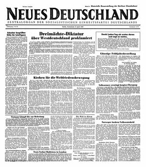 Neues Deutschland Online-Archiv vom 09.04.1949