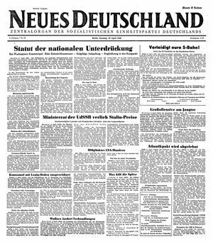 Neues Deutschland Online-Archiv vom 10.04.1949