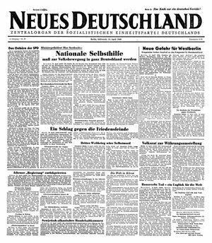 Neues Deutschland Online-Archiv vom 13.04.1949