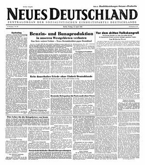 Neues Deutschland Online-Archiv vom 15.04.1949