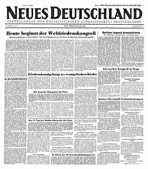 Neues Deutschland Online-Archiv vom 20.04.1949