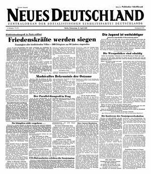 Neues Deutschland Online-Archiv vom 21.04.1949