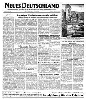 Neues Deutschland Online-Archiv vom 31.08.1949