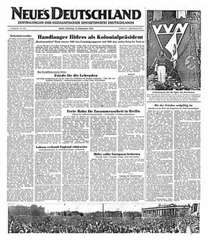Neues Deutschland Online-Archiv vom 13.09.1949