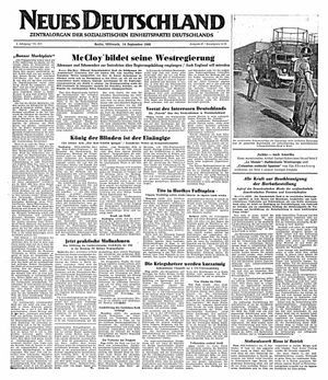 Neues Deutschland Online-Archiv vom 14.09.1949