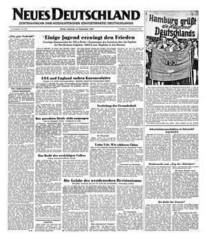 Neues Deutschland Online-Archiv vom 25.09.1949