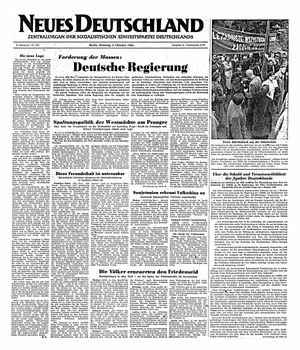 Neues Deutschland Online-Archiv vom 04.10.1949