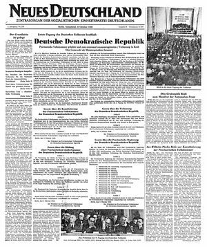 Neues Deutschland Online-Archiv vom 08.10.1949