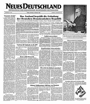 Neues Deutschland Online-Archiv vom 09.10.1949